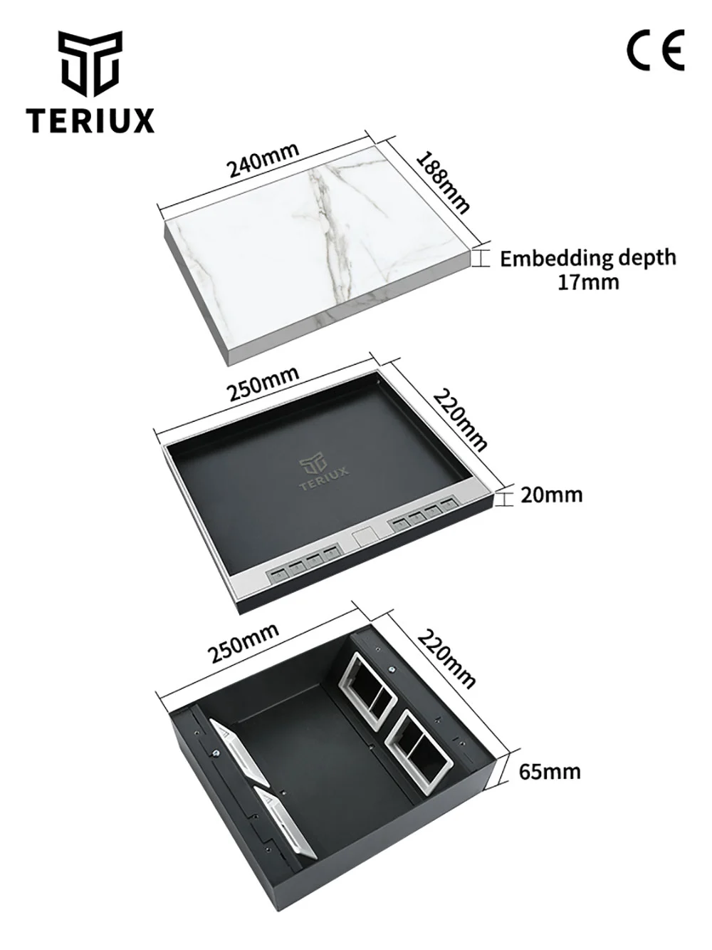 250/220recessed floor socket